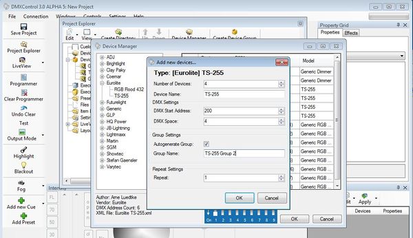 Picture 2: The device manager, create device